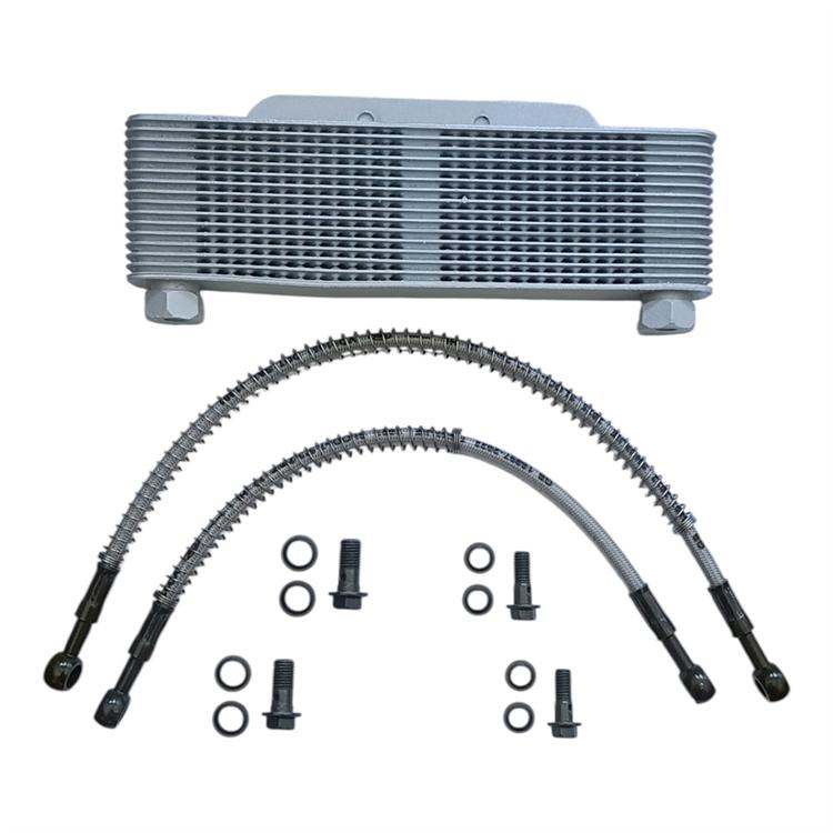 Kit radiatore olio alluminio lamellare con tubi in treccia 330/420 mm