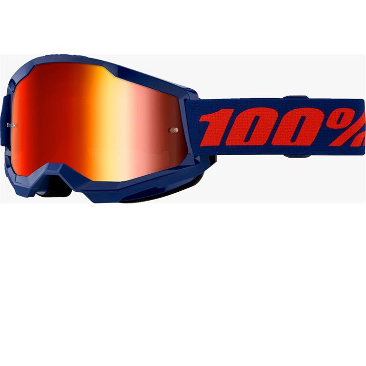 Mascherina 100% STRATA 2.0 Blu Scuro - Lente a Specchio Rosso