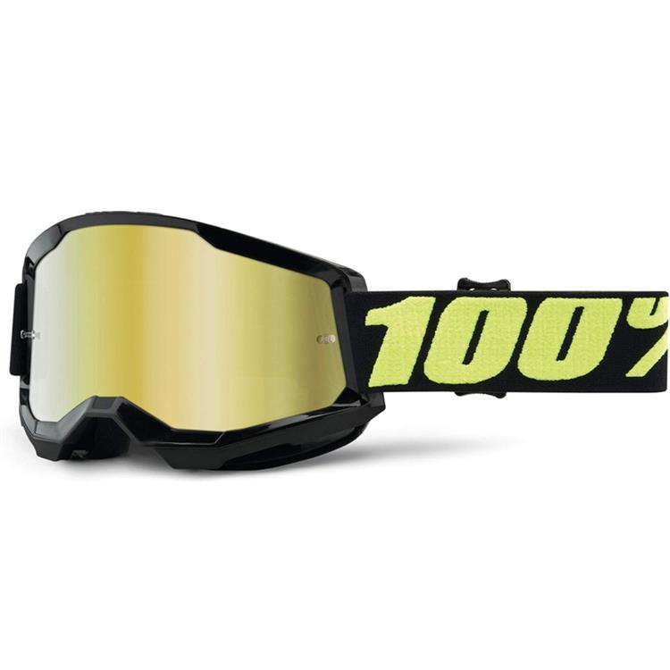 Mascherina 100% STRATA 2.0 Nero Giallo - Lente a specchio Oro