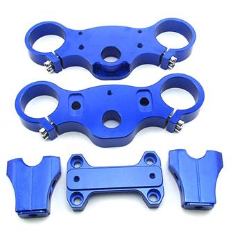 piastre sterzo pitbike 4548 interasse 165 cnc blu