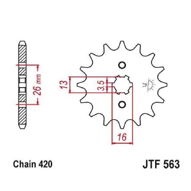 Pignone JT Yamaha DT 50 AUTO (86-88) 15 denti