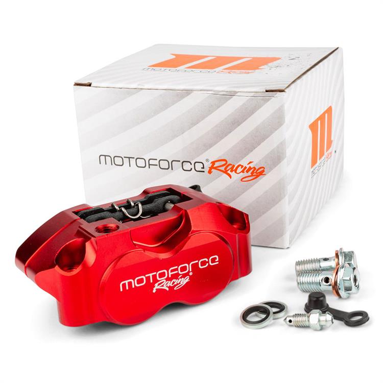 Pinza freno radiale 4 pistoncini Motoforce Rosso