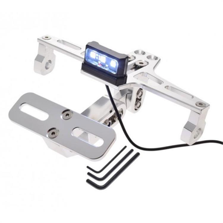 Porta targa e frecce in alluminio Argento snodabile