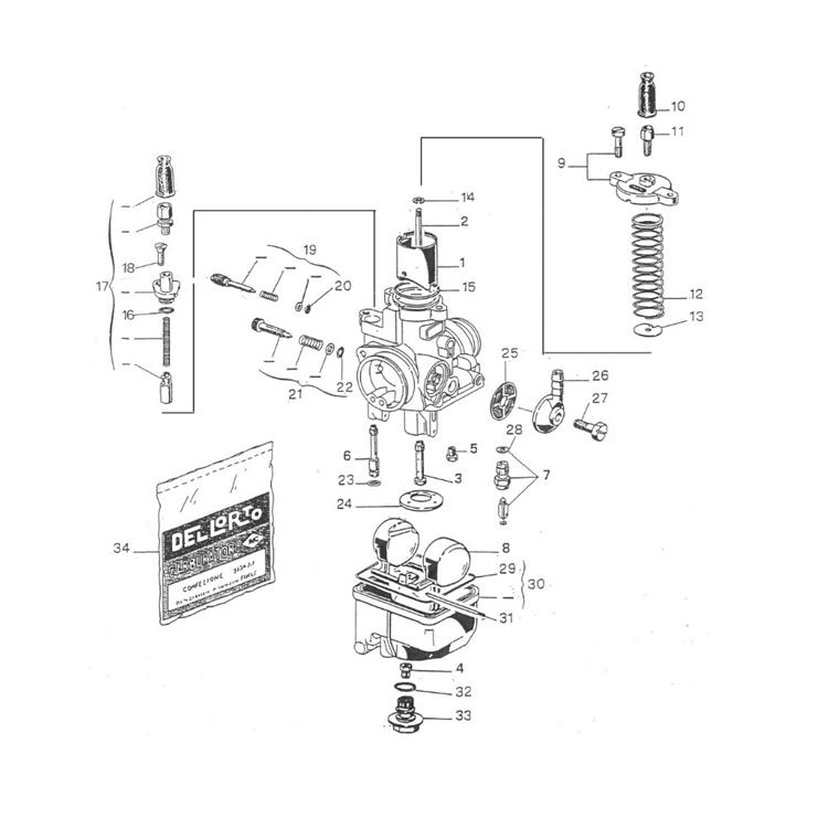 Kit vite miscela minimo originale Ohvale GP0 EVO 110 4 Marce (22-25) Dell'Orto PHBL 24