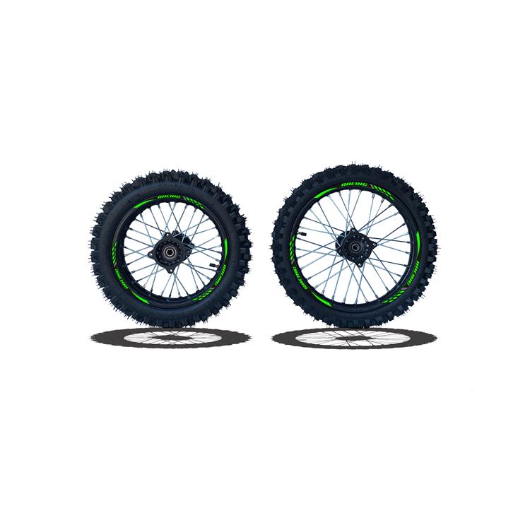 Set Cerchi + Gomme 17/14 Perno ruota 15MM RACING 4 Verde