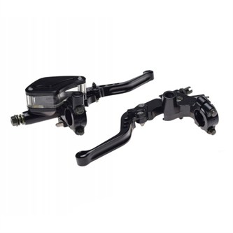 set leva e pompa freno scooter serbatoio trasparente cnc nere
